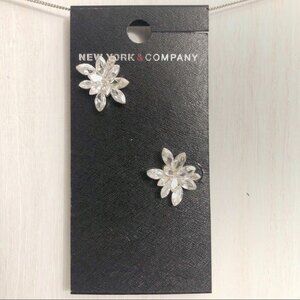 New York & Company Rhinestone Flower Earrings NOC